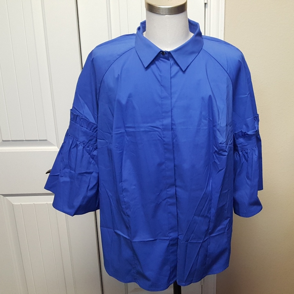 Eloquii Button Down Shirt with Flare Sleeves